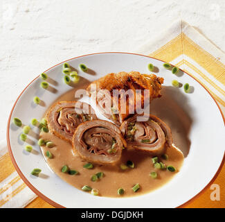 Bernese roulades, veal escalopes with a spicy ham and cheese filling, Switzerland. Stock Photo