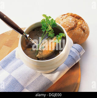 Liver dumpling soup, Bavarian specialty, Germany. Stock Photo