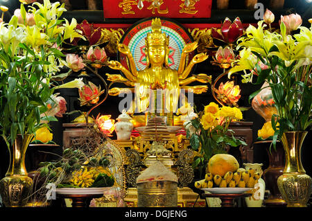 Altar inside the One Pillar Pagoda, Hanoi, Vietnam, Southeast Asia Stock Photo