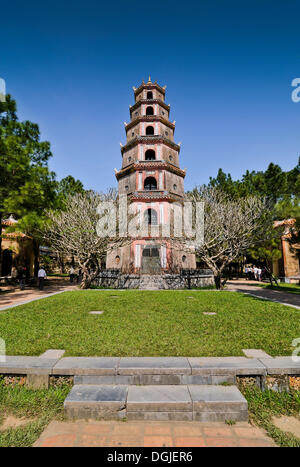 Phuoc Duyen tower or Thien Mu Pagoda or Pagoda of the Heavenly Woman, Hue, UNESCO World Heritage Site, Vietnam, Asia Stock Photo