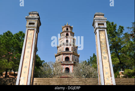 Phuoc Duyen tower, Thien Mu Pagoda, Pagoda of the Heavenly Woman, Hue, UNESCO World Heritage Site, Vietnam, Asia Stock Photo