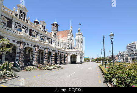 Historic Dunedin Railway Station, South Island, New Zealand, Oceania Stock Photo