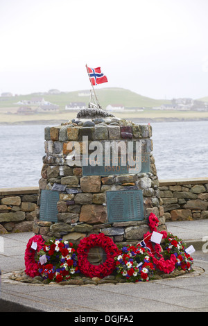 Memorial to the wartime Shetland Bus operation. Stock Photo