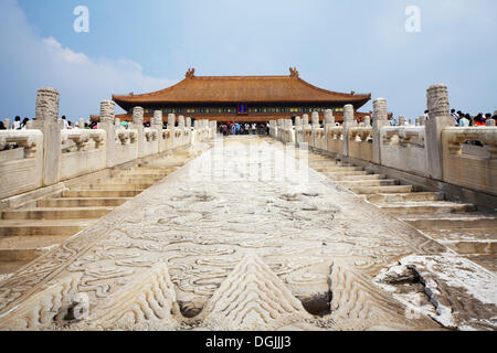 Stairs to the Palace, Verbotene Stadt, Beijing, China, People's Republic of China Stock Photo