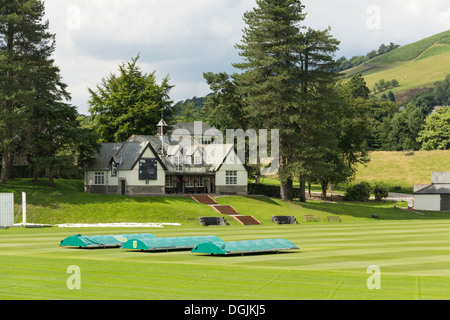 Cricket ground at the Sedbergh school in Cumbria. The school is a co-educational boarding school with strong sporting traditions Stock Photo