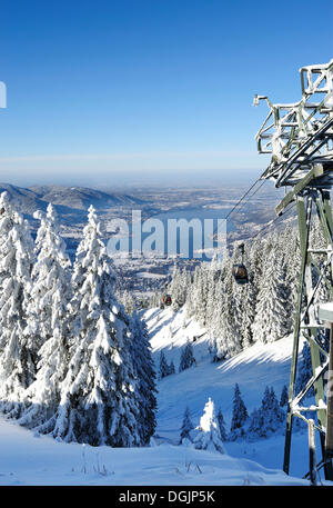 View from Mt. Wallenberg on the Tegernsee lake, Upper Bavaria, Bavaria Stock Photo