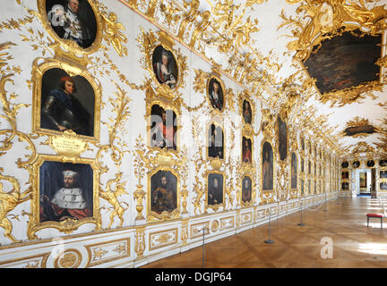 Ancestral gallery, Muenchner Residenz royal palace, home of the Wittelsbach regents until 1918, Munich, Bavaria Stock Photo