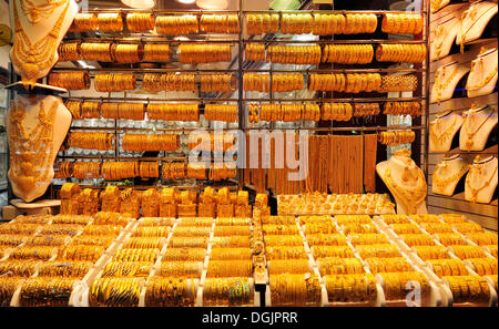 Gold souk in Deira, Dubai, United Arab Emirates, Middle East, Orient Stock Photo