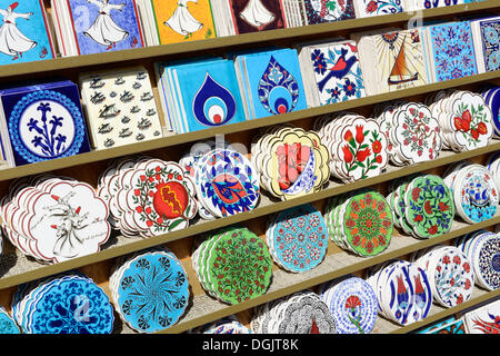Painted tiles, souvenir seller, Istanbul, European side, Istanbul Province, Turkey, European side Stock Photo
