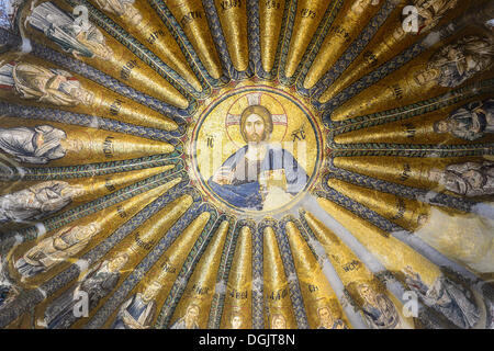 Christ as Pantocrator, mosaic in the esonarthex, Chora Church or Kariye Camii, Edirnekapı, Istanbul, European side Stock Photo