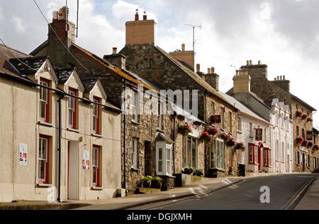 The High Street in Newport in  Pembrokeshire. Stock Photo