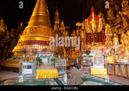 The fantastic Buddhist Caves at Pindaya in Myanmar. Stock Photo