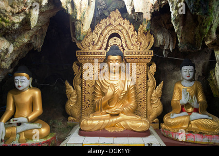 The fantastic Buddhist Caves at Pindaya in Myanmar. Stock Photo