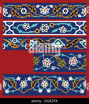 Set of Arabic Seamless Borders Stock Photo