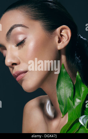 Woman in peaceful pose Stock Photo