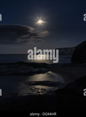 Larrybane from Ballintoy Harbour on a Full Moon County Antrim Northern Ireland Stock Photo