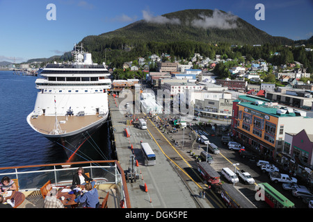 Cruise liners moored at Skagway in Alaska. Stock Photo