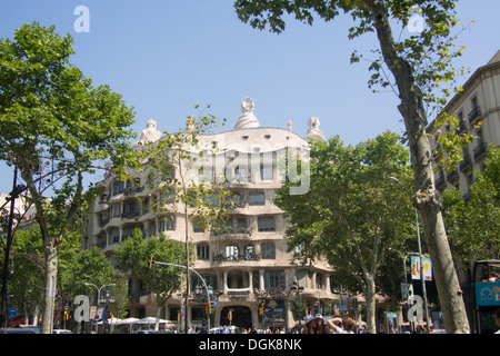Antoni Gaudi's 'Casa Mila' better known as 'La Pedrera' , built with a limestone facade, Barcelona, Catalonia, Spain. Stock Photo