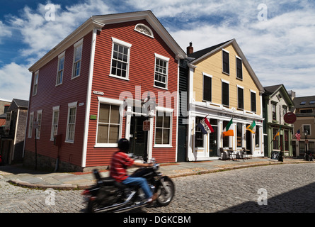 A motorcycle in the historical centre of New Bedford. Stock Photo