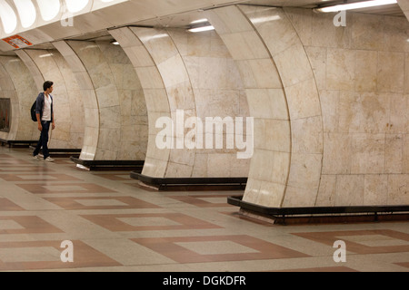 Metro station Anděl man, Prague, Czech Republic Stock Photo