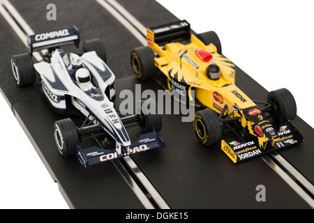 Pair of Scalextric Formula 1 analogue slot cars Stock Photo