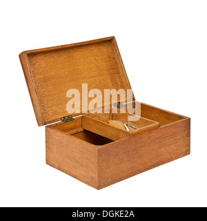 Antique wooden sewing box Stock Photo
