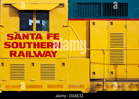 Detail of a locomotive engine in the Railyard District of Santa Fe in New Mexico. Stock Photo