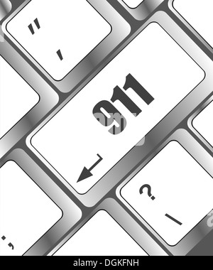 Computer keyboard with the 911 sign Stock Photo