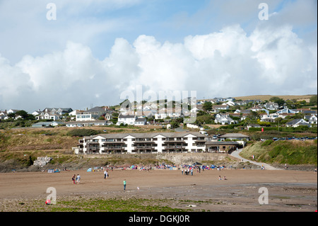 Bigbury on Sea south Devon England UK Beach and holiday homes overlooking the sea Stock Photo