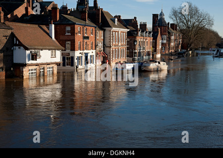 River Ouse in flood at Kings Staith. Stock Photo