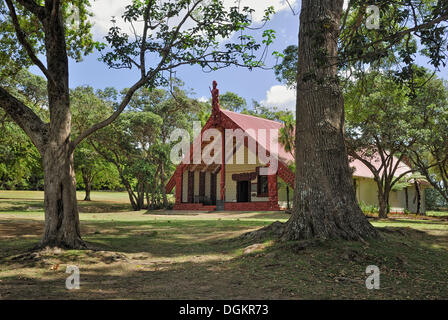 Maori Meeting House, Waitangi Treaty Grounds, Waitangi, North Island, New Zealand Stock Photo