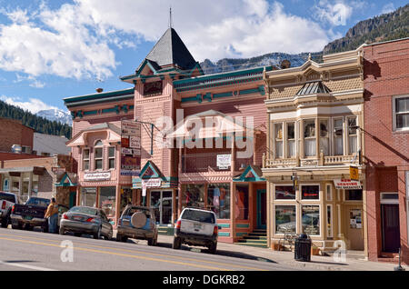 Historic buildings in the gold and silver mining town of Ouray, Colorado, USA Stock Photo