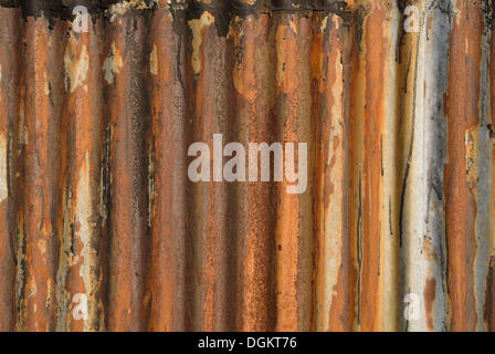 Rusty old corrugated metal plate, background Stock Photo