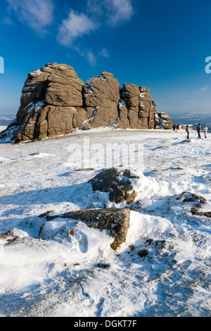 Haytor Rocks which is a granite tor in Dartmoor National Park. Stock Photo