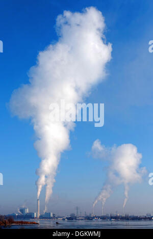 Tiefstack combined heat and power plant with steam rising from the chimney, Hamburg, Hamburg, Germany Stock Photo