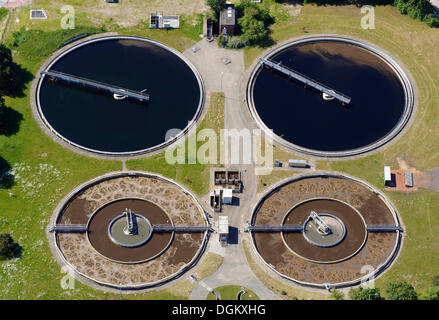 Aerial view, sewage treatment plant, Geesthacht, Schleswig-Holstein, Germany Stock Photo