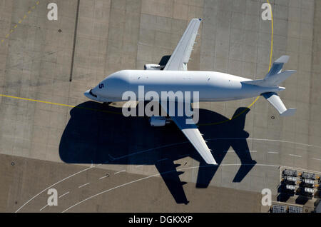 Aerial view, transport aircraft Airbus A300-600ST Super Transporter, also known as Beluga, Hamburg, Hamburg, Germany Stock Photo
