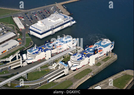 Aerial view, Puttgarden ferry port, Puttgarden, Fehmarn Island, Schleswig-Holstein, Germany Stock Photo