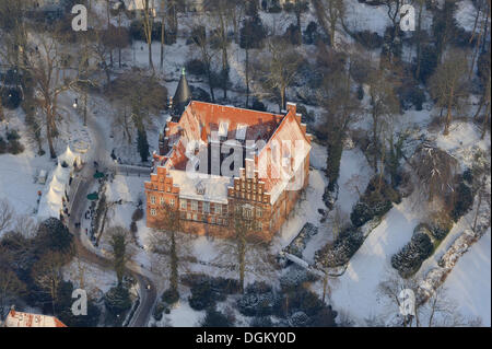 Aerial view, Schloss Bergedorf Castle, the castle gardens in winter, Bergedorf, Hamburg, Hamburg, Germany Stock Photo