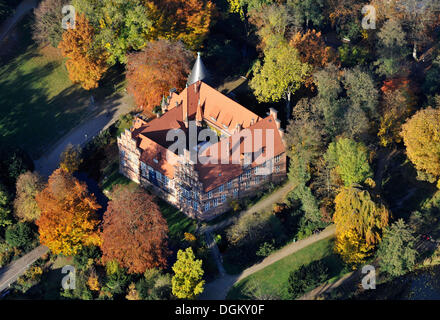 Aerial view, Schloss Bergedorf Castle, the castle gardens in autumn, Bergedorf, Hamburg, Hamburg, Germany Stock Photo