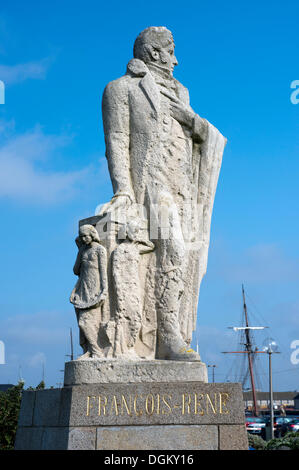 Statue of Francois-René de Chateaubriand, Saint-Malo, Brittany, France, Europe Stock Photo