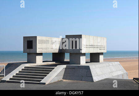 Monument on 'Omaha Beach' in honour of the U.S. National Guard, Vierville-sur-Mer, Normandy, France, Europe Stock Photo