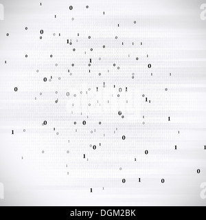 Binary code black and white background with digits on screen. Algorithm ...