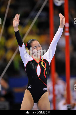 Kim Bui, Germany, jubilation, EnBW Gymnastics World Cup 2009, Porsche-Arena, Stuttgart, Baden-Wuerttemberg Stock Photo