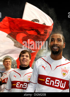 VfB Stuttgart team celebrating their victory, from left to right: Pavel PROGREBNYAK, VfB Stuttgart, Stefano CELOZZI Stock Photo