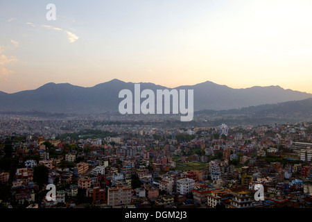View over the city from Swayambhunath, Monkey Temple, Kathmandu, Kathmandu valley, Nepal Stock Photo