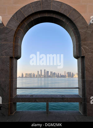 Skyline of Doha, view from the Museum of Islamic Art, Doha, Qatar, Persian Gulf, Middle East, Asia