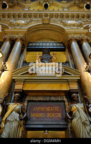Interior, entrance to theater and orchestra, Opéra Palais Garnier opera, Paris, France, Europe Stock Photo