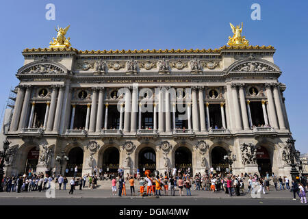 Front façade of the Opéra Palais Garnier opera, Paris, France, Europe Stock Photo