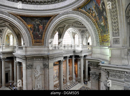 Interior, view from the observation deck on the National Hall of Fame Panthéon, Montagne Sainte-Genevieve, Paris, France Stock Photo